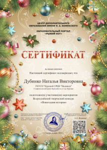 сертификат Новогодняя история